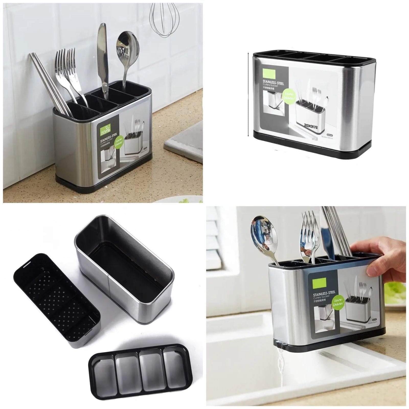 Kitchen Sink Cutlery Holder, Stainless Steel Flatware Organizer, Kitchen Utensils Cutlery Caddy Counter, Multifunctional Kitchen Sink Washing Sponge Storage Rack, Chopstick Cage with Water Outlet Tray Kitchen Sink Cutlery Holder, Stainless Steel Flatware Organizer, Kitchen Utensils Cutlery Caddy Counter, Multifunctional Kitchen Sink Washing Sponge Storage Rack, Chopstick Cage with Water Outlet Tray
